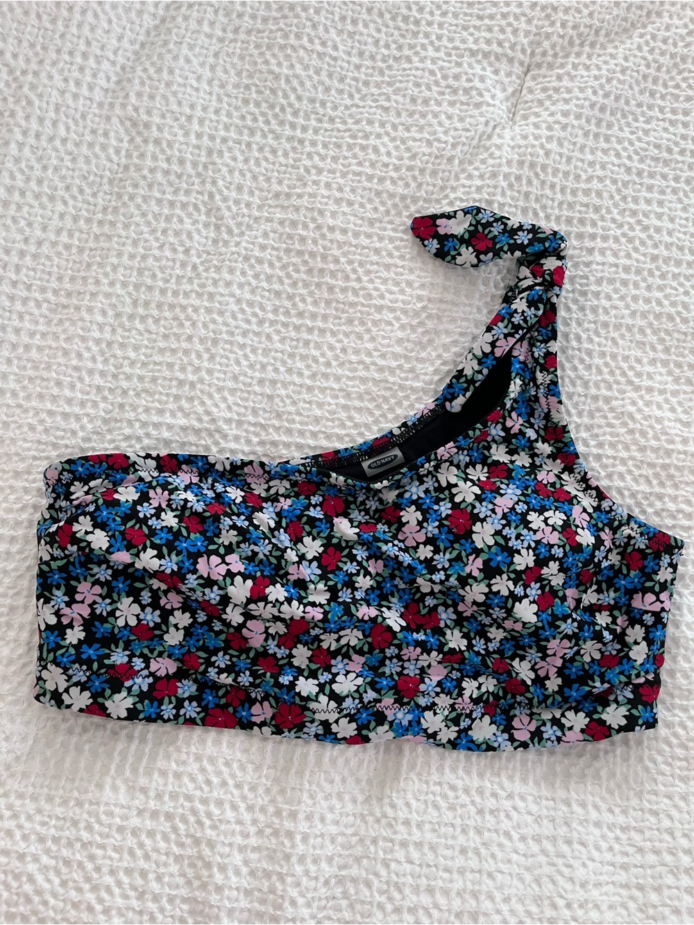 Old Navy Black Floral One-Shoulder Bikini Top - Picture 2 of 3
